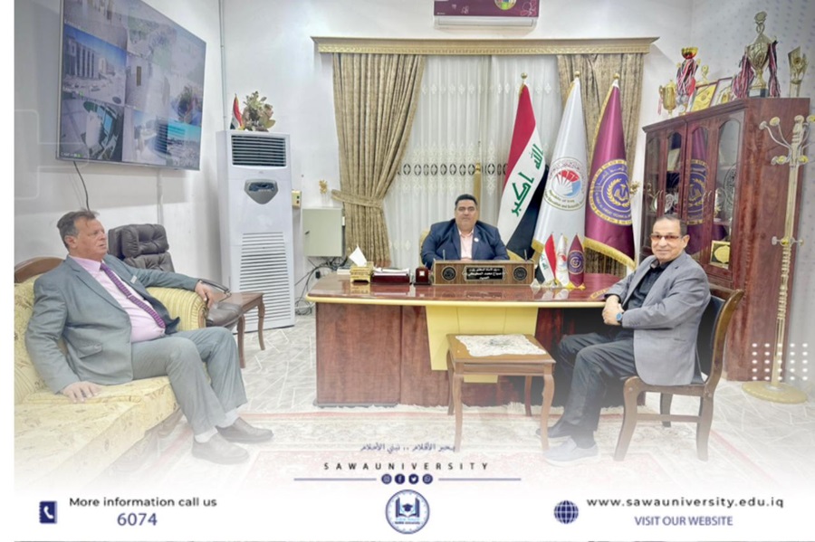 Discussing ways to enhance joint cooperation between our university and Samawah…