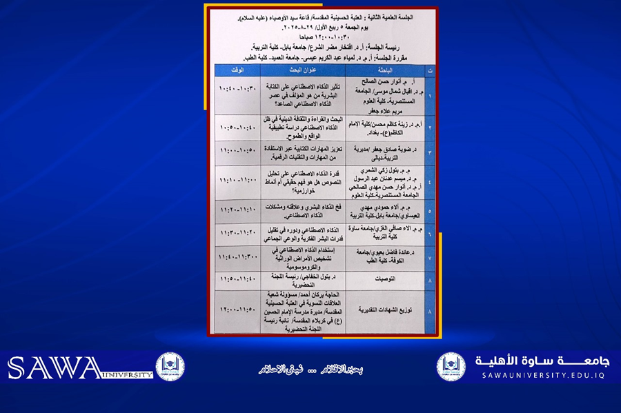 Our University Participates in the Imam Hussain Holy Shrine Conference on Artifi…